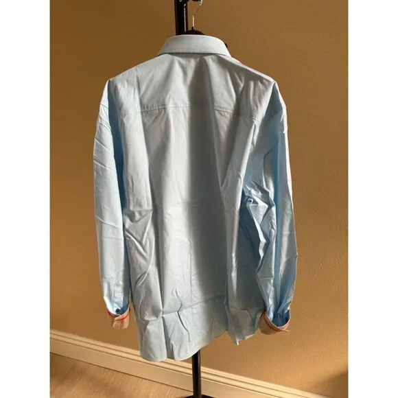 Burberry Men’s Cambridge Slim-Fit Stretch-Cotton Sport Shirt Pale Blue XXL